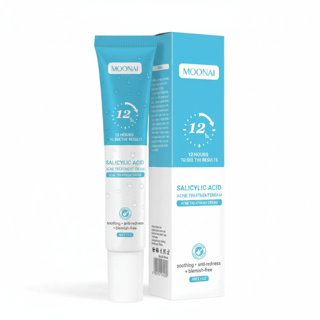 Photo studio crème anti-acné fond blanc